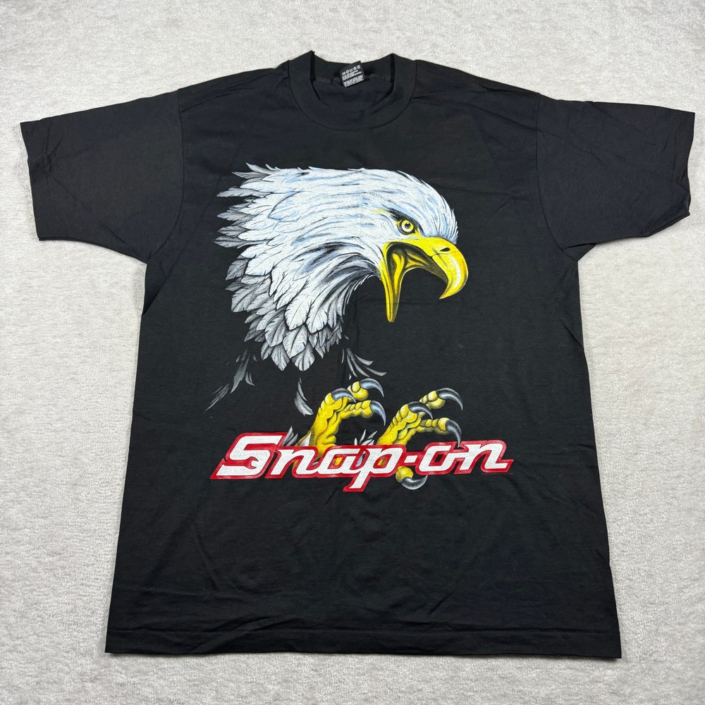 Vintage Snap-on Tools Eagle Graphic T-Shirt XL Black Fruit of the‎ Loom USA Made